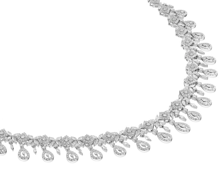 18 K Rhodium-Plated White Gold Collar Necklace - 11,81 ct - fineness 18 K