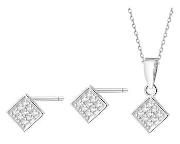 Rhodium Plated Silver Set with Cubic Zirconia