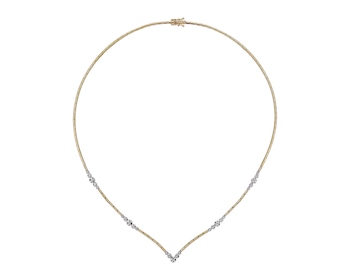 14 K Rhodium-Plated Yellow Gold Necklace with Diamonds - 0,28 ct - fineness 14 K