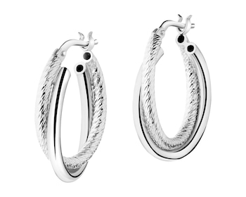 Rhodium Plated Silver Hoop Earring