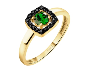 585 Yellow Gold/Black Rhodium Ring with Cubic Zirconia