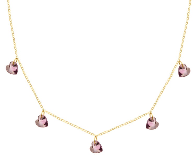 9 K Yellow Gold Necklace with Cubic Zirconia