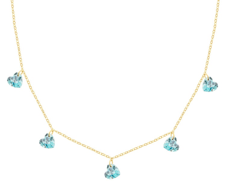 9 K Yellow Gold Necklace with Cubic Zirconia