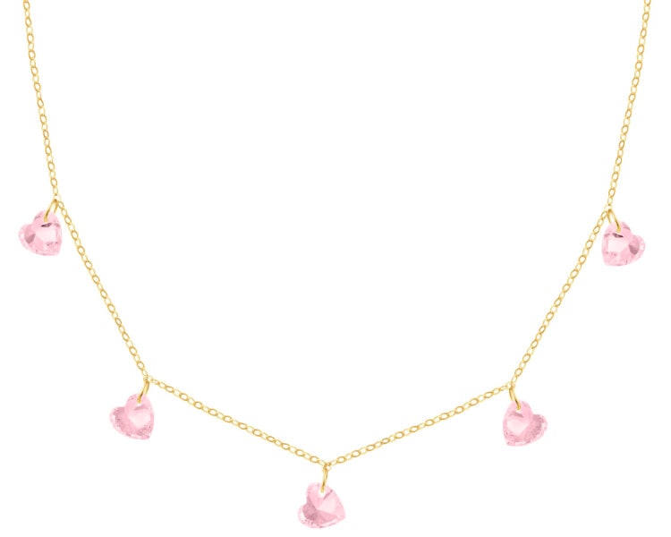 9 K Yellow Gold Necklace with Cubic Zirconia