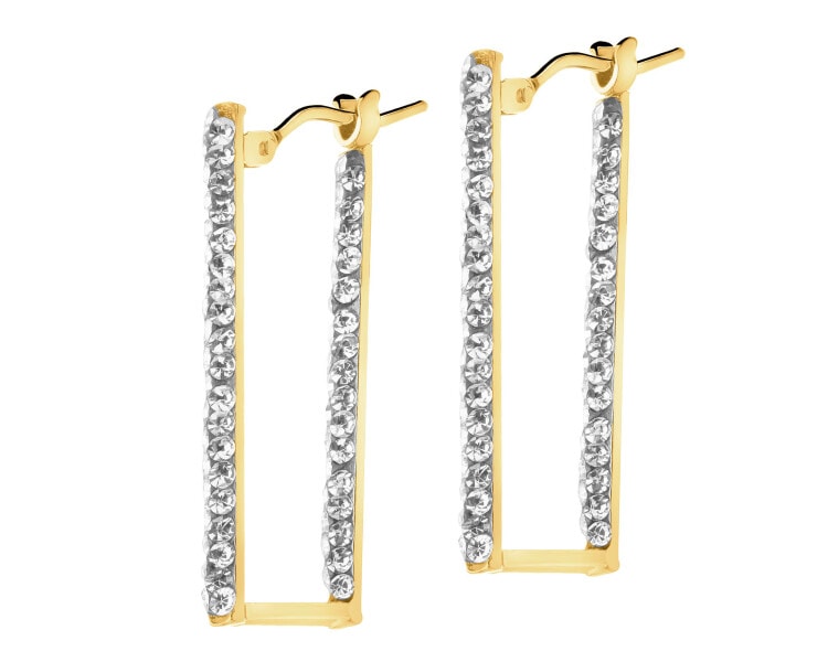 9 K Yellow Gold Dangling Earring with Glass