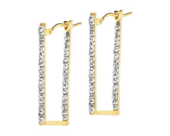 9 K Yellow Gold Dangling Earring with Glass