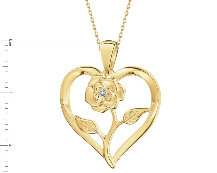 9 K Rhodium-Plated Yellow Gold Pendant with Diamond - 0,004 ct - fineness 9 K