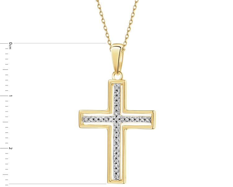 14 K Rhodium-Plated Yellow Gold Pendant with Diamonds - 0,06 ct - fineness 14 K