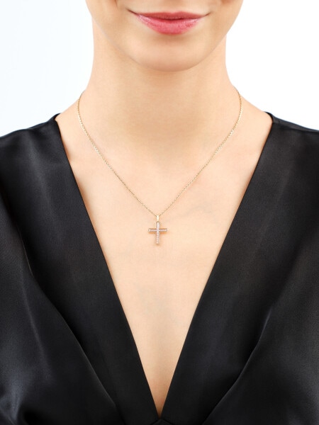14 K Rhodium-Plated Yellow Gold Pendant with Diamonds - 0,06 ct - fineness 14 K