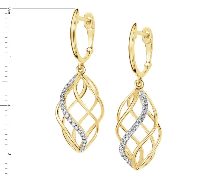 Zlaté náušnice s diamanty - 0,10 ct - ryzost 585