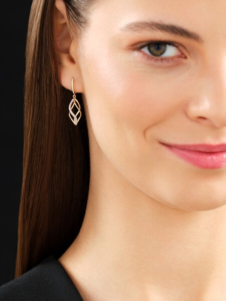 Zlaté náušnice s diamanty - 0,08 ct - ryzost 585