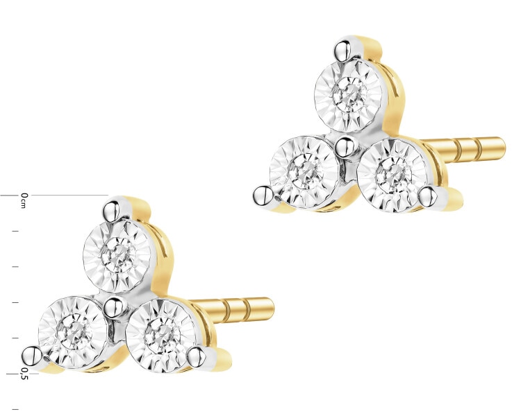 375 Yellow And White Gold Plated Earrings with Diamonds - 0,03 ct - fineness 375