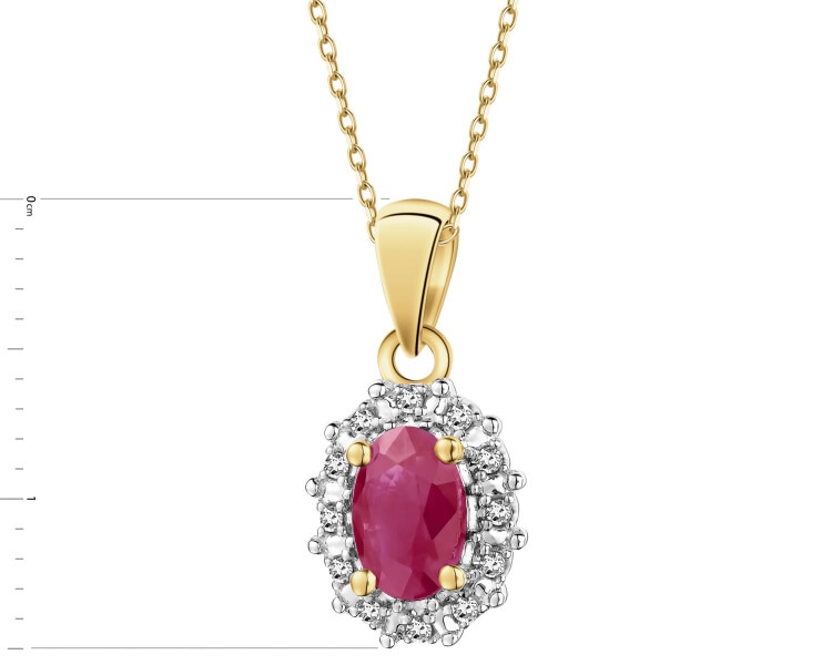 14 K Rhodium-Plated Yellow Gold Pendant - fineness 14 K
