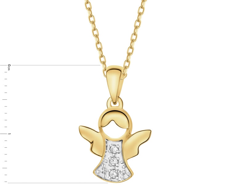 14 K Rhodium-Plated Yellow Gold Pendant with Diamonds - 0,02 ct - fineness 14 K