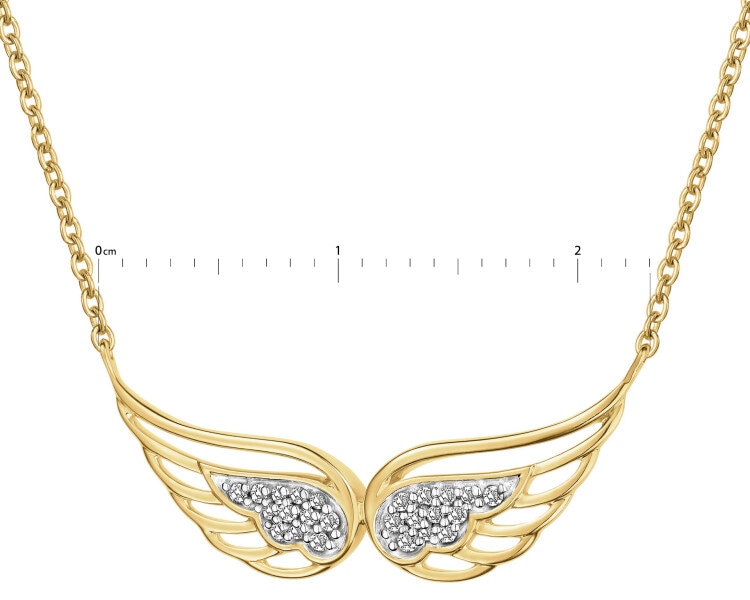 9 K Rhodium-Plated Yellow Gold Necklace with Diamonds - 0,05 ct - fineness 9 K