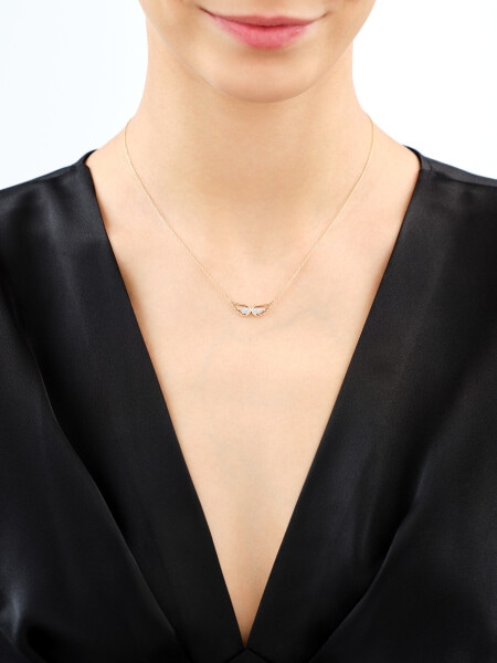 9 K Rhodium-Plated Yellow Gold Necklace with Diamonds - 0,05 ct - fineness 9 K