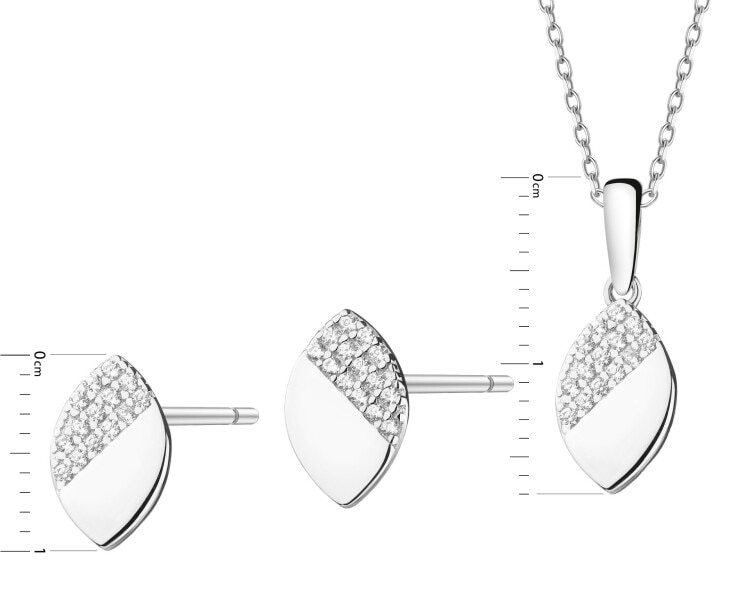 Srebrne kolczyki i zawieszka z cyrkoniami - komplet