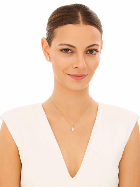 Srebrne kolczyki i zawieszka z cyrkoniami - komplet