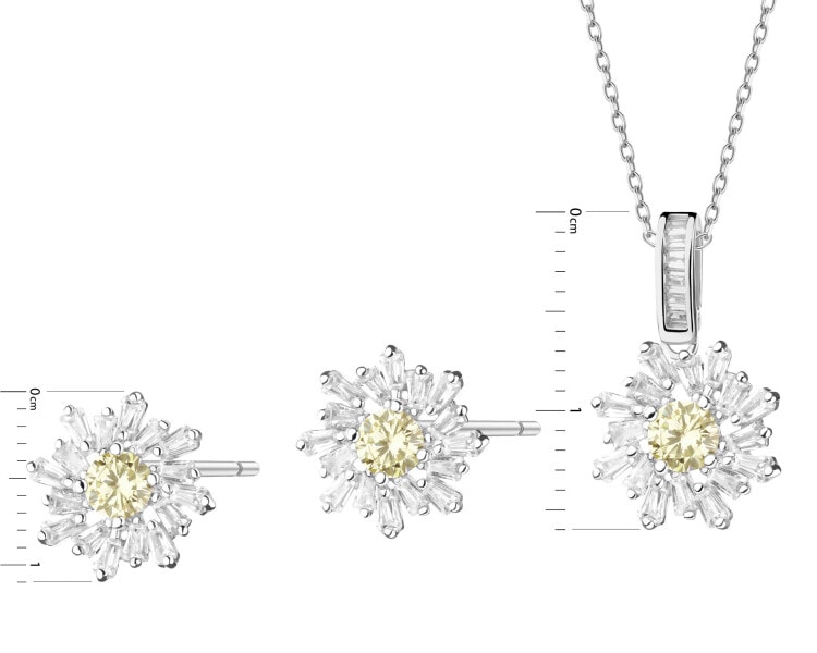 Srebrne kolczyki i zawieszka z cyrkoniami - komplet