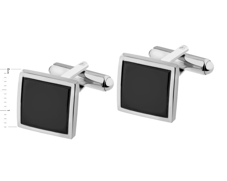 Spinki do mankietów ze stali szlachetnej z emalią