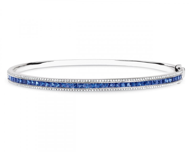 White gold bracelet with brilliants and sapphires - fineness 14 K
