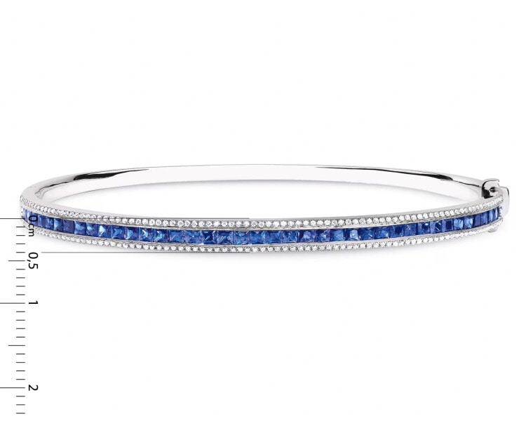 White gold bracelet with brilliants and sapphires - fineness 14 K