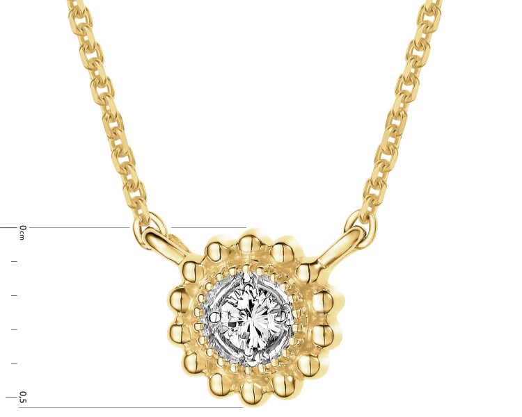 Naszyjnik z żółtego złota z brylantem - 0,03 ct - próba 375