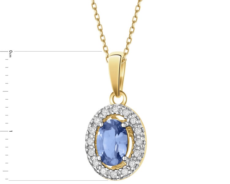 Zlatý přívěsek s diamanty a tanzanitem - ryzost 585