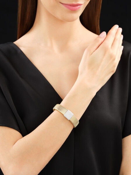 Náramek ze žlutého a bílého zlata s brilianty - 1,00 ct - ryzost 750