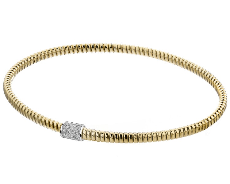 Bransoletka z żółtego i białego złota z brylantami - 0,13 ct - próba 750