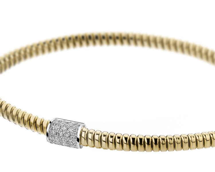 Bransoletka z żółtego i białego złota z brylantami - 0,13 ct - próba 750