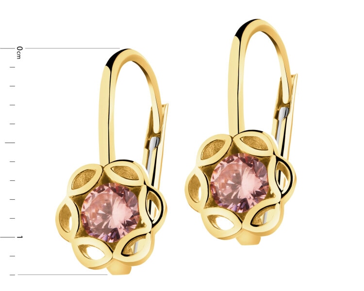 Zlaté náušnice se zirkony - květy