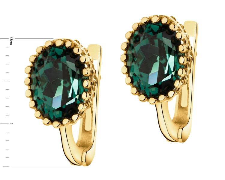 Złote kolczyki z korundami syntetycznymi