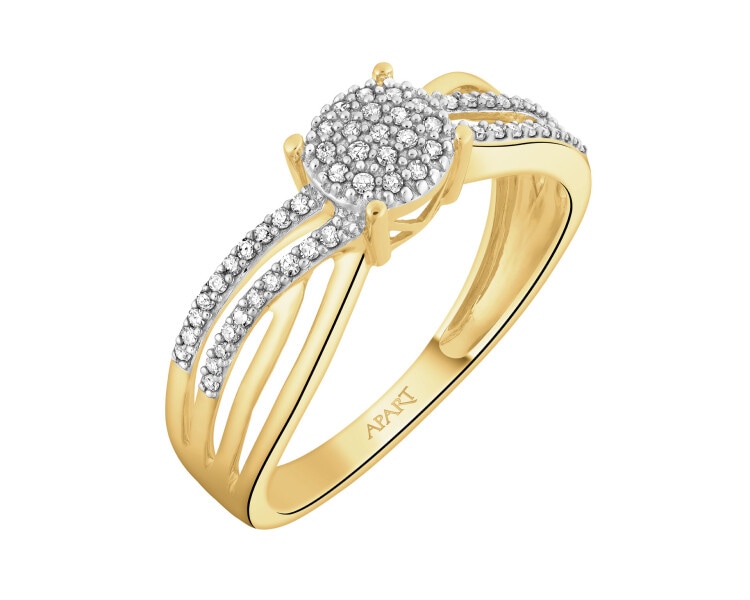 Prsten ze žlutého zlata s diamanty - 0,14 ct - ryzost 585