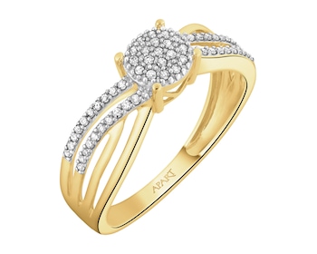 Pierścionek z żółtego złota z diamentami - 0,14 ct - próba 585