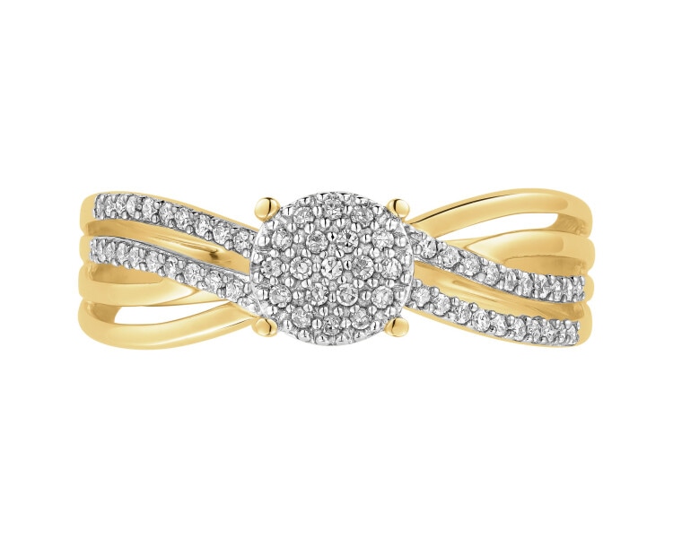 Prsten ze žlutého zlata s diamanty - 0,14 ct - ryzost 585