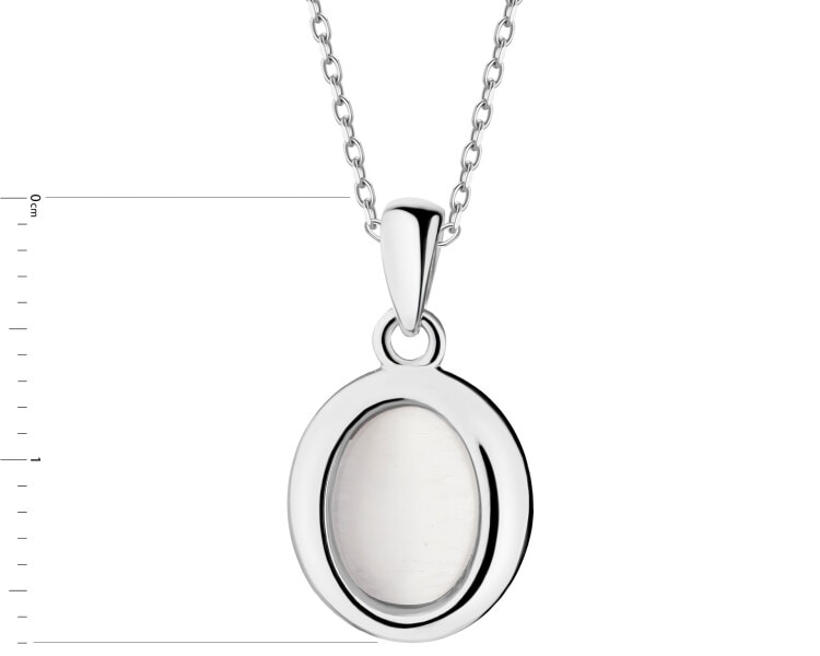 Zawieszka srebrna z kamieniem jubilerskim z efektem kociego oka