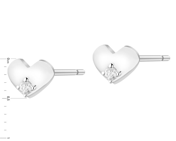 Stříbrné náušnice se zirkony - srdce