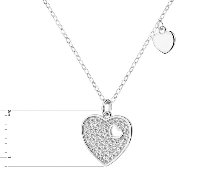 Naszyjnik srebrny z cyrkoniami - serca