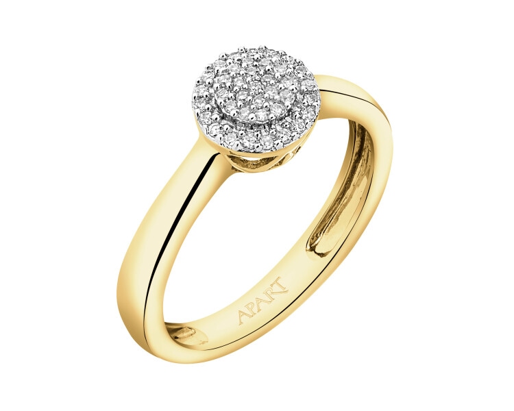 Yellow gold ring with diamonds - 0,10 ct - fineness 14 K