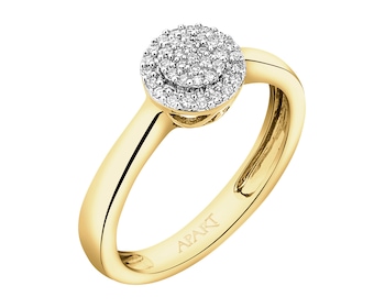 Yellow gold ring with diamonds - 0,10 ct - fineness 14 K