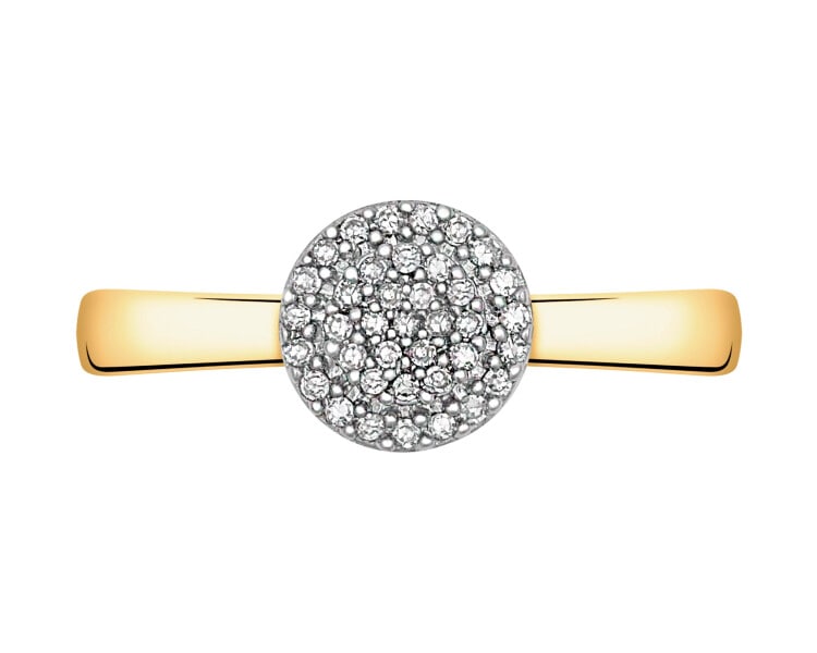 Yellow gold ring with diamonds - 0,10 ct - fineness 14 K