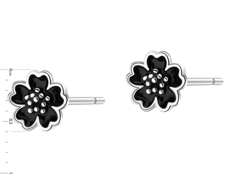 Kolczyki srebrne z emalia - kwiaty