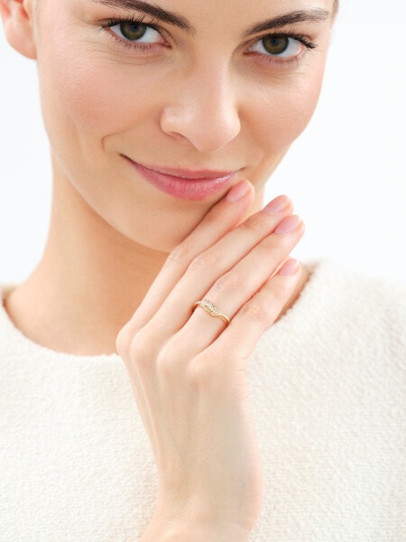 Złoty pierścionek - liść