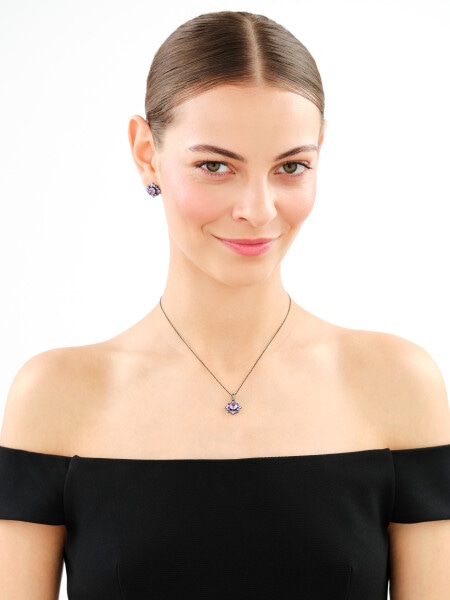 Kolczyki srebrne z cyrkoniami - rozety