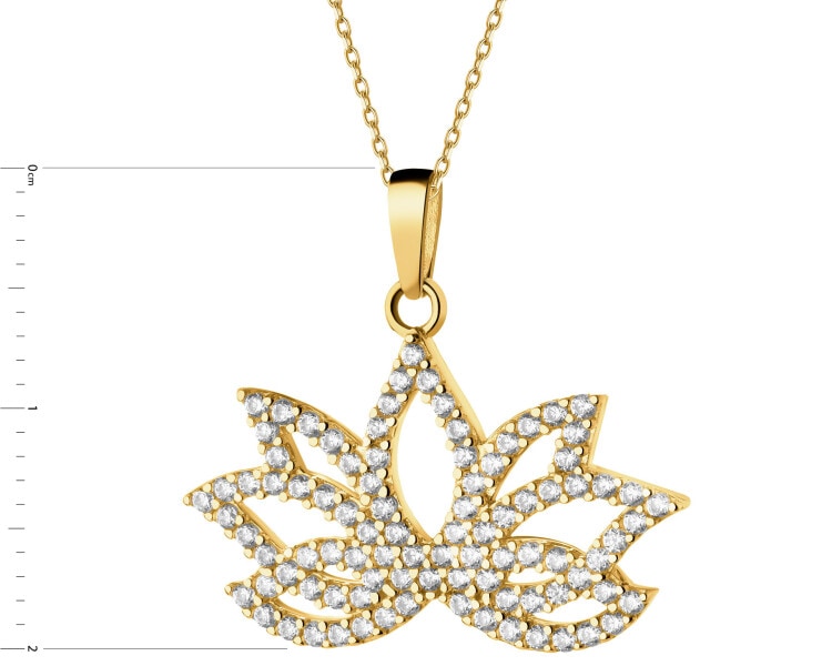 Zlatý přívěsek se zirkony - lotosový květ