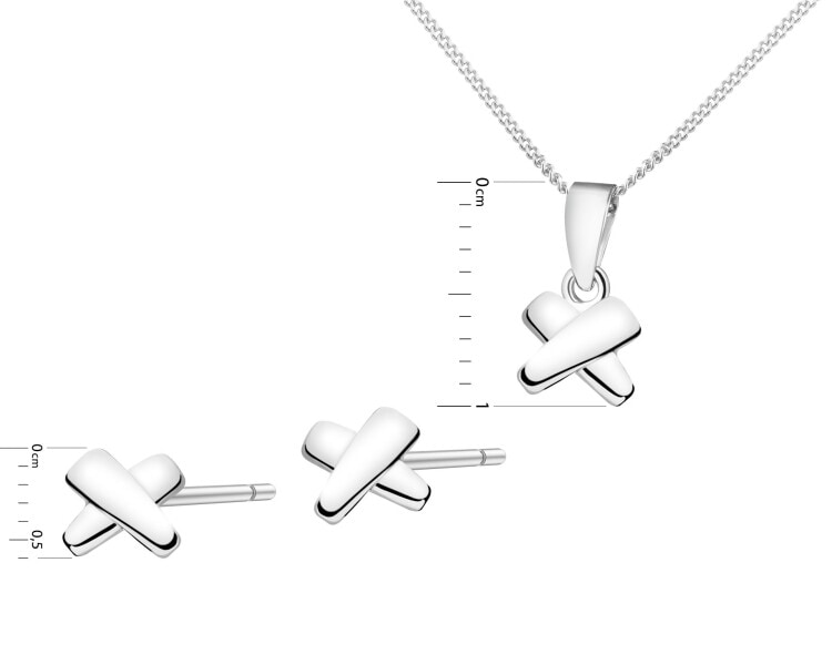 Srebrne kolczyki i zawieszka, łańcuszek - komplet