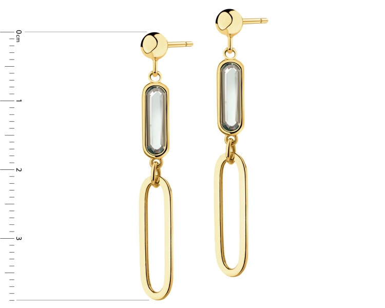 Złote kolczyki z topazami - paper clip