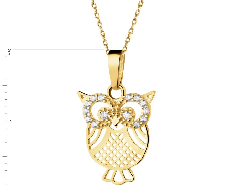 Złota zawieszka z cyrkoniami - sowa