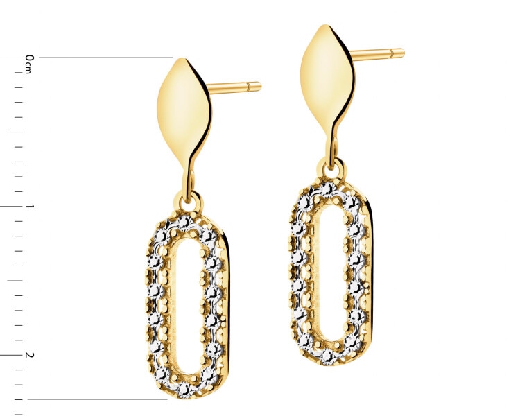 14 K Rhodium-Plated Yellow Gold Dangling Earring